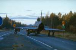 Viggen being towed on the highway, like here north of Uppsala 1.jpg